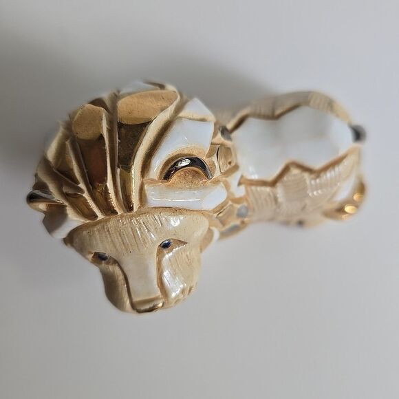 Artesania Rinconada Lion 3.5"L Baby 2" limited color White Gold Pottery Figurine - Picture 6 of 16